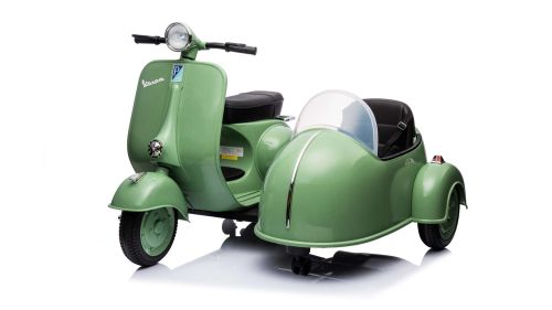 Elektro Kinder Motorrad Vespa 150 VL1T mit Beiwagen 2x35W 12V 7A