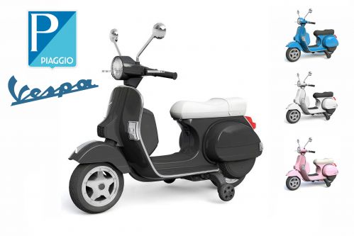Piaggio Vespa Roller Scooter Kinder Motorrad mit Stützräder Elektro Auto 2x 20W 12V 7Ah