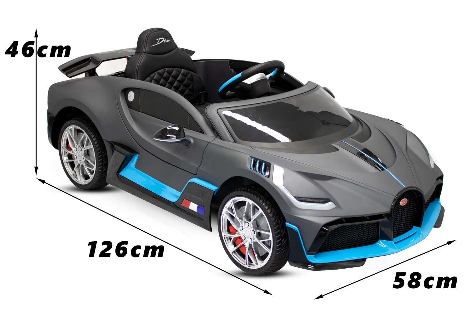 Kidcars Kinder Elektroautos mit Akku - Kidcars Bugatti Divo Kinder Elektro  Auto metallic Lack 2x35W 12V 7Ah 2.4G RC