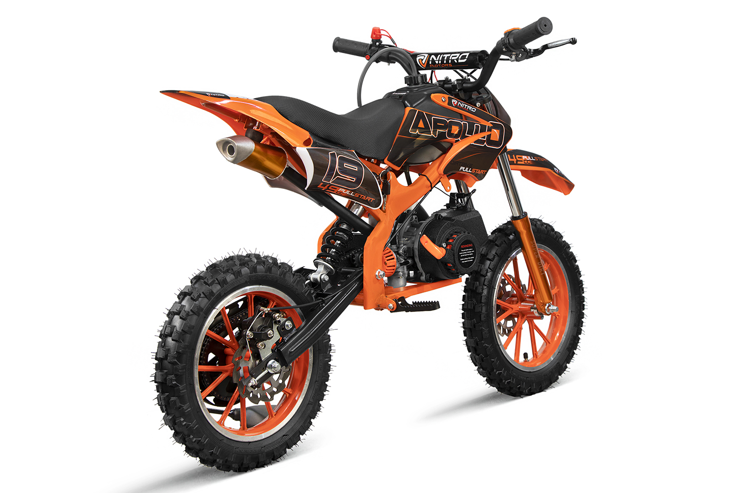 Kidcars Kinder Elektroautos mit Akku - Nitro Motors Apollo 49cc Pullstart  Dirtbike 10 Zoll Crossbike