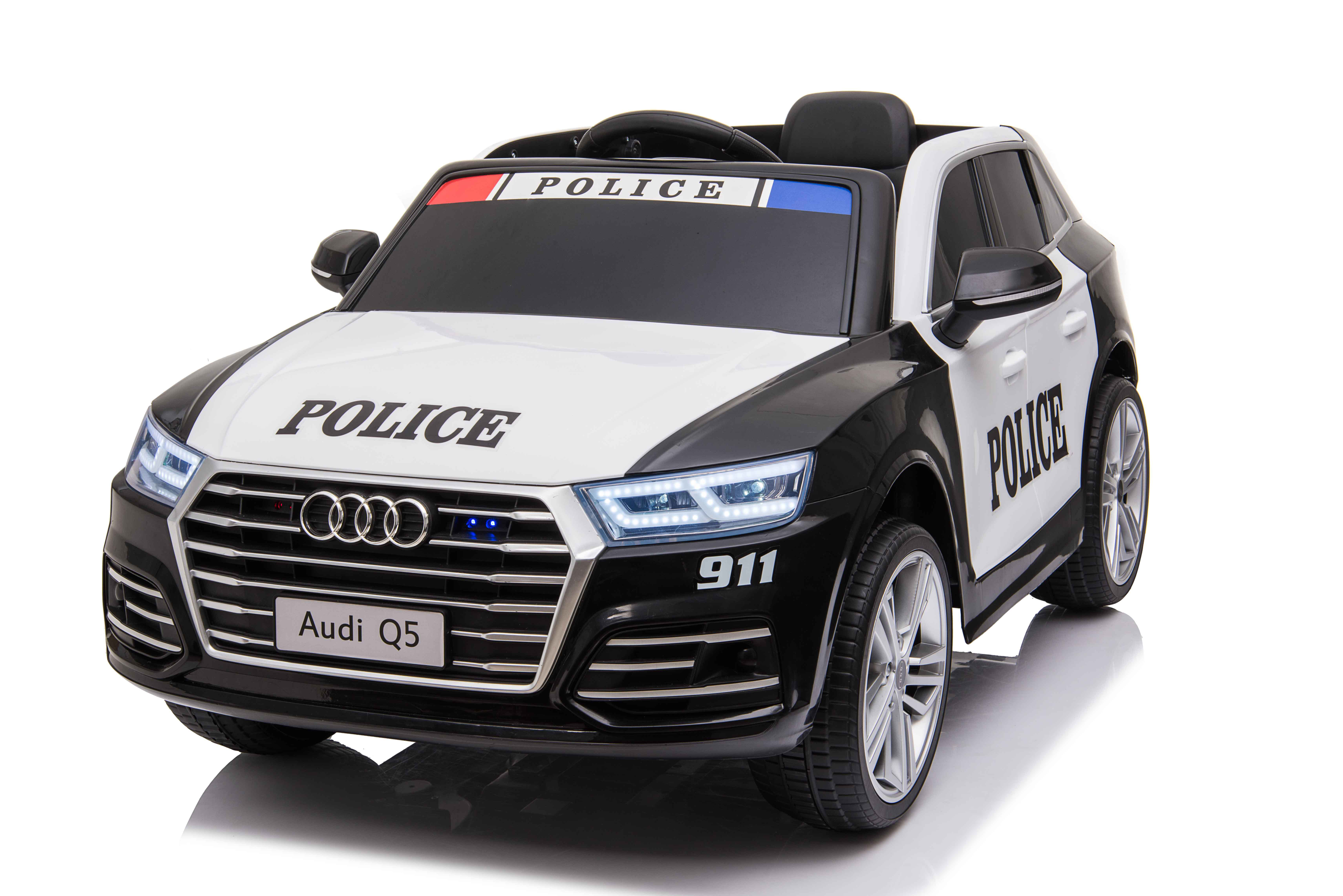 Kidcars Kinder Elektroautos mit Akku - Kinder Elektro Auto Audi Q5  Policecar 2x 40W 12V 7Ah 2.4G RC Bluetooth